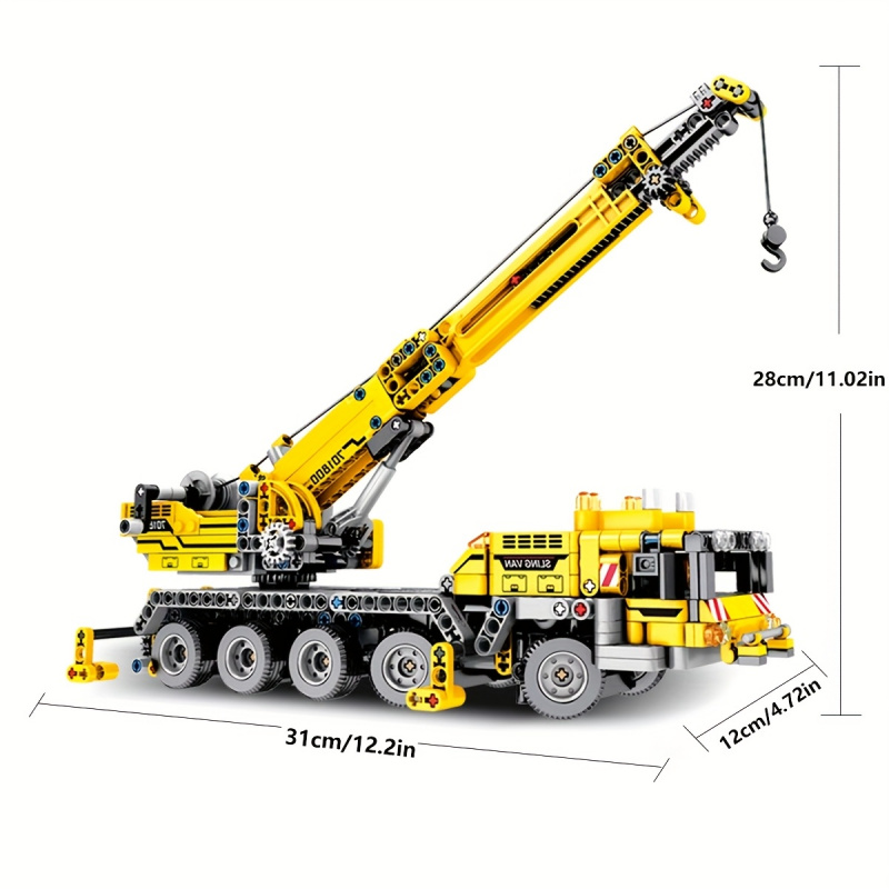 Gele telescopische kraan bouws - Heavy Equipment Lego recensie en prijs