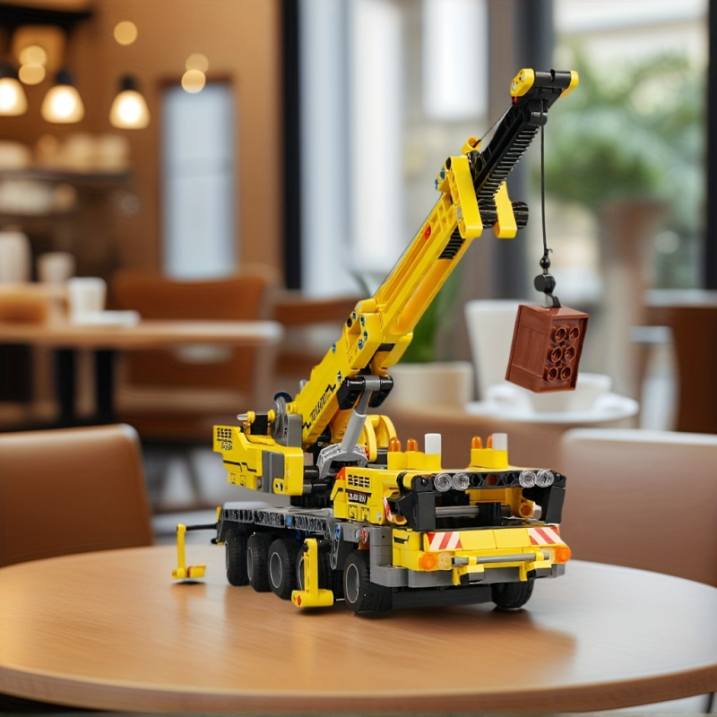 Gele telescopische kraan bouws - Heavy Equipment Lego recensie en prijs